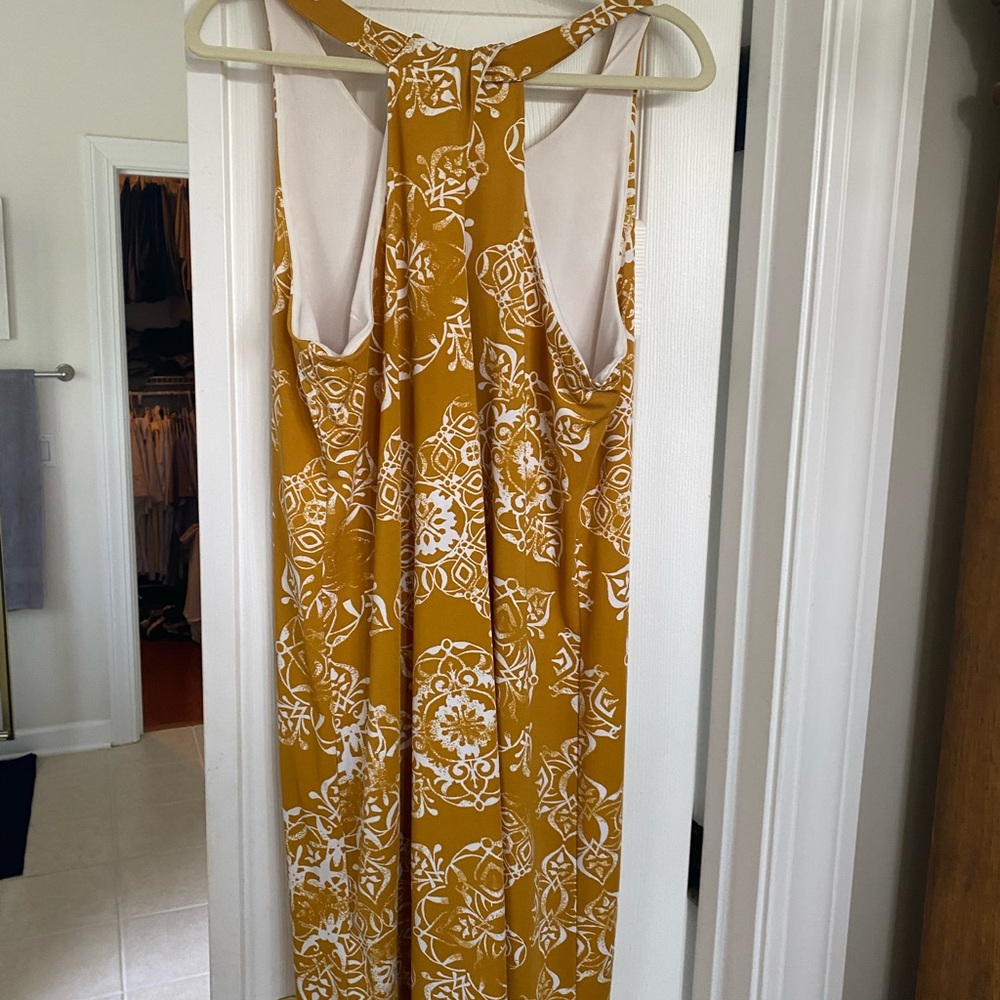 Jules and leopold gold summer dress criss  cross in back - Picture 2 of 9